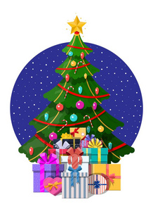 圣诞树装饰和礼品盒