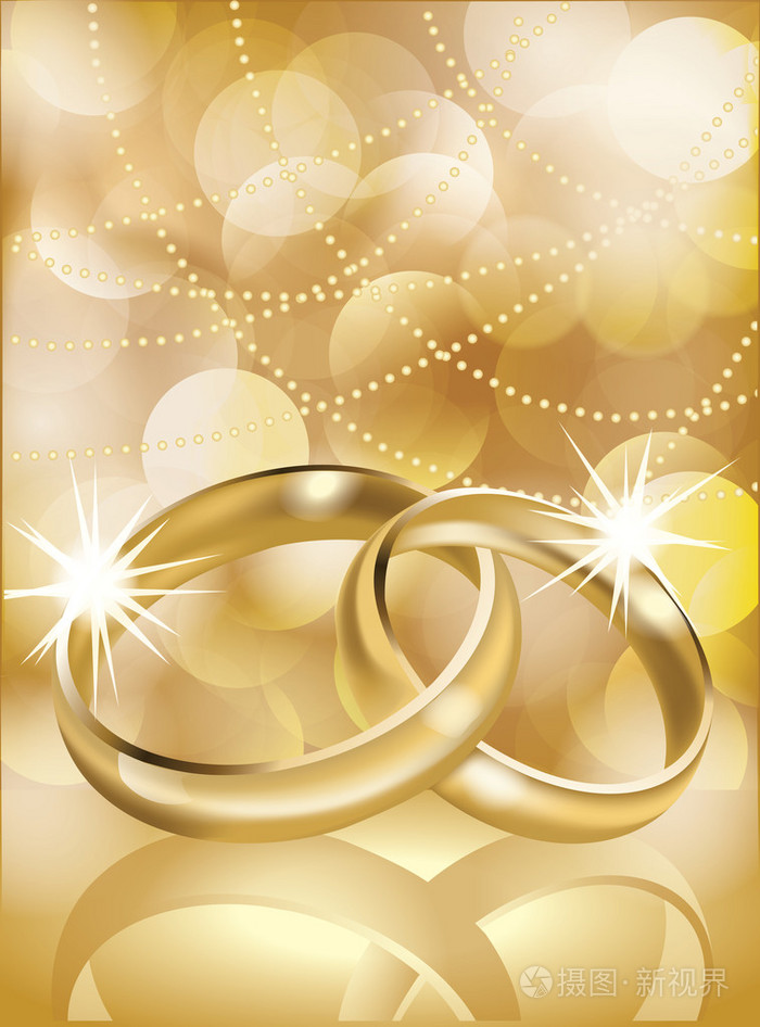 金色结婚戒指矢量插图