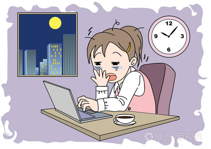 加班图片女昏昏欲睡