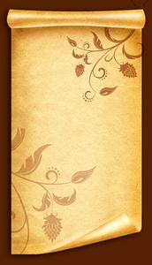 花卉文塔格尔背景旧纸卷轴