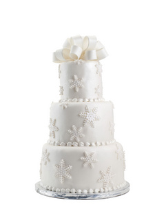 白色背景的婚礼蛋糕