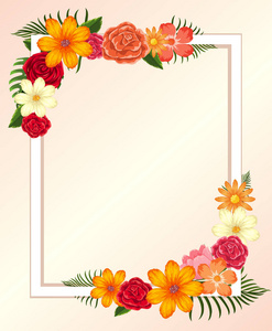 五颜六色的花和叶子的框架模板