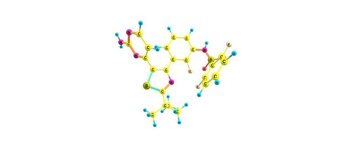 Dabrafenib 分子结构上白色孤立