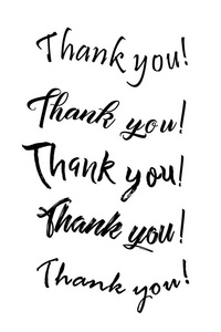 谢谢.现代的毛笔字.手写的墨迹刻字.手绘设计元素照片