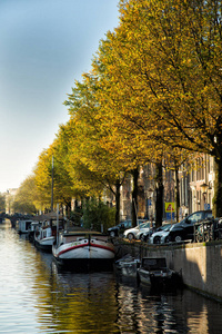 阿姆斯特丹运河沿线的船只