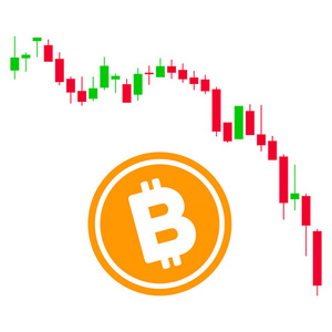 烛台图比特币下降平面图标