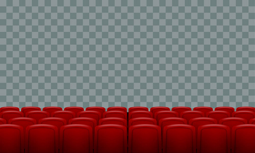 在透明背景下的红影院电影院座位的现实行