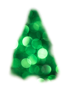 绿色圣诞灯冷杉树散明亮的散背景创造的圣诞灯