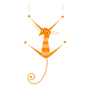 有趣的橙色条纹猫，你的设计