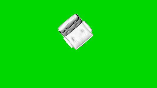 3d 在绿顶视图上隔离的白色椅子的绘制