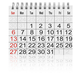 日历 历法 日程表 一年之中的重大事件或重要日期一览表