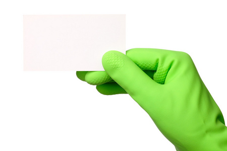 出示名片的绿色手套图片