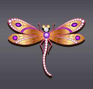 用珍贵的圣宝制成的蜻蜓胸针插图