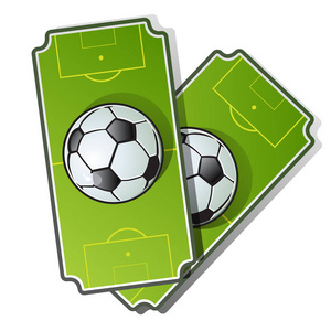 两个在卡通风格的足球卡片.足球在绿色的运动场上.