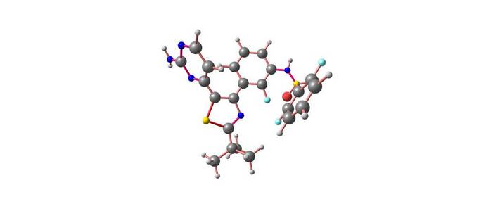 Dabrafenib 分子结构上白色孤立