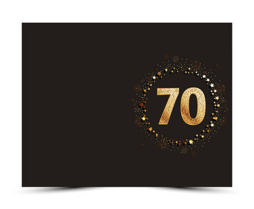 70 年周年装饰问候  邀请卡模板与金元素