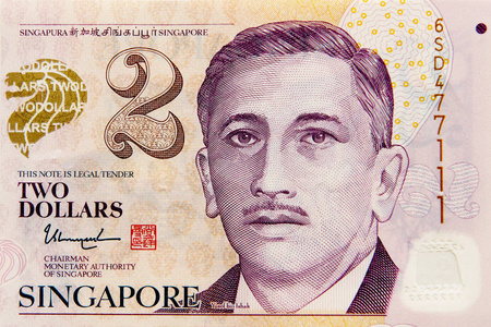 美元新加坡货币新加坡2元钞票, 货币收盘照片