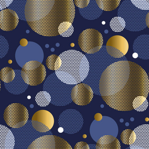 概念圈行星无缝模式。金色和深蓝色抽象几何设计元素的卡片, 请柬, 海报。矢量插图