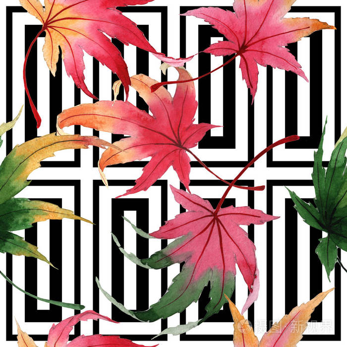 手绘水彩风格的枫叶图案