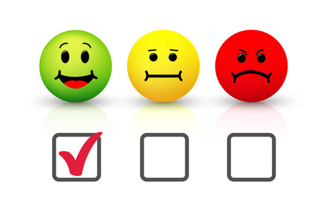 笑脸图标.表情符号正, 中性和阴性.矢量插图.在白色背景上隔离照片