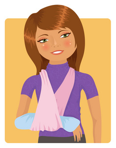 手腕骨折,手臂上有蓝色玻璃纤维石膏手臂骨折的孩子.