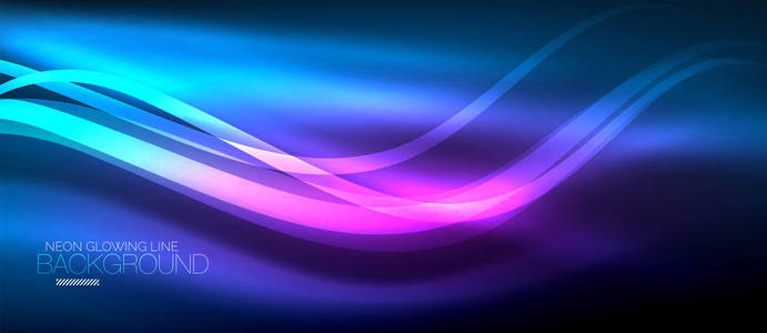 霓虹蓝优雅流畅的波浪线数字抽象背景