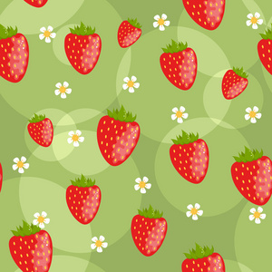 无缝绿色背景与草莓