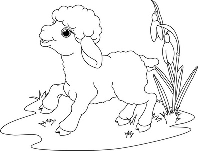 复活节的羔羊。着色页