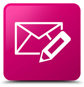 编辑电子邮件图标粉红色方形按钮