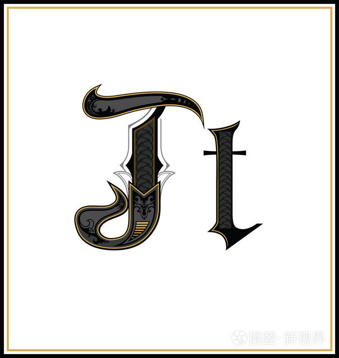 哥特式的信. 复古设计制作. 古代文字符号