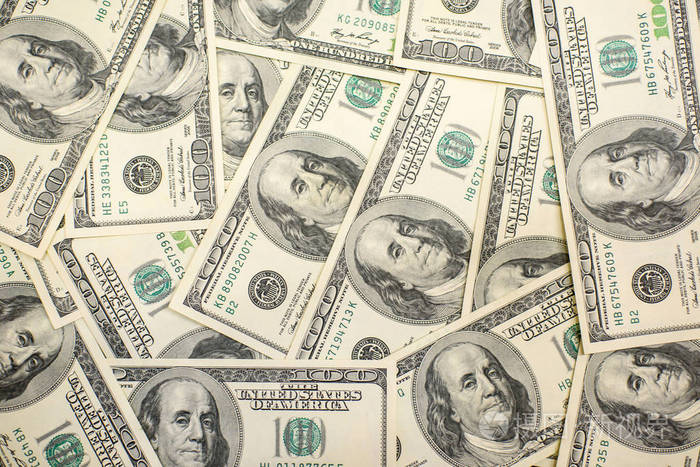 一百元钞票背景盖子水平