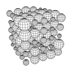 线框球面网格立方体
