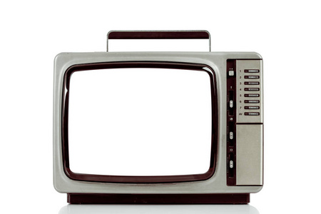 与切出屏幕上白色孤立的旧电视