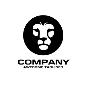 圆圈狮头标志向量, 狮子王头标志概念, 狮子头标志, 狮子脸图形插图, 设计元素