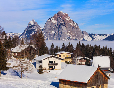 瑞士 Stoos 村的冬季景观