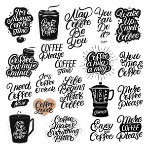 手工绘制的刻字咖啡引号