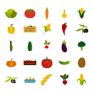 蔬菜图标套装, 平面风格