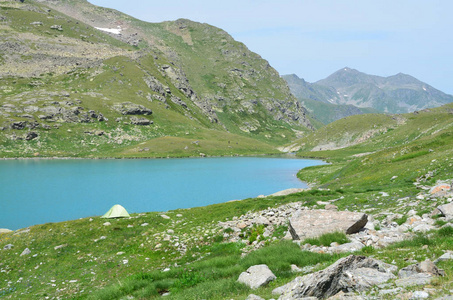 俄罗斯，西高加索，Imeretinskoye 湖夏季