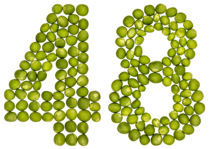 八名阿拉伯数字 48, 四十八, 从青豆, 孤立在照片