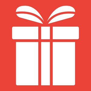 圣诞礼品盒标志符号, 新年和圣诞节, 圣诞礼物符号矢量图形, 一个红色背景上的固体图案, eps 10