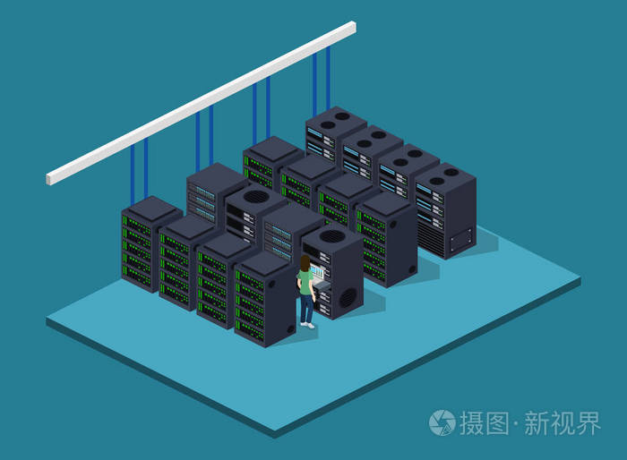服务器空间数据中心插画-正版商用图片02deww-摄图新视界