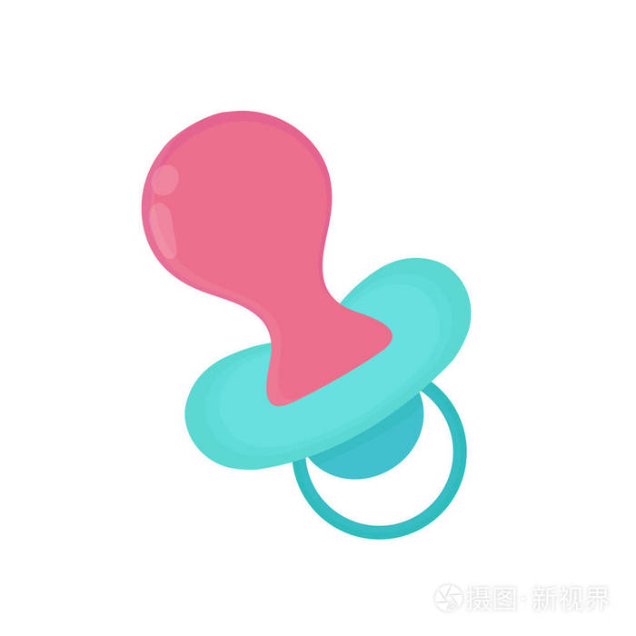 婴儿奶嘴矢量平面卡通插图