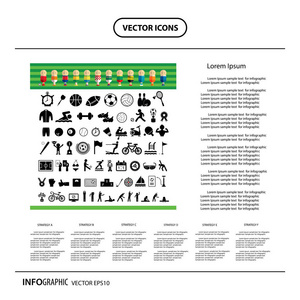 基本运动图标集的矢量图解设计