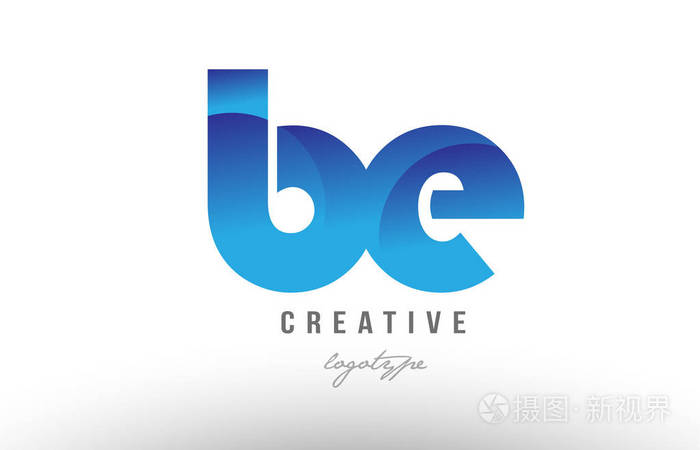 蓝色渐变为 b 字母字母徽标组合图标设计