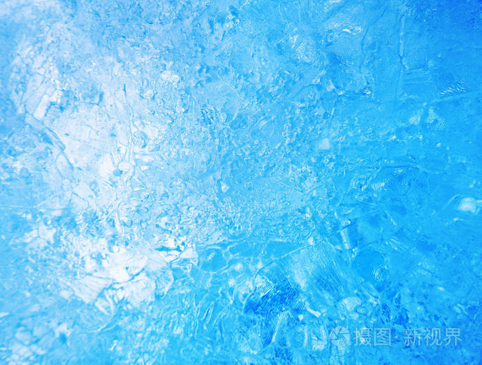 蓝色的冰抽象冰纹理