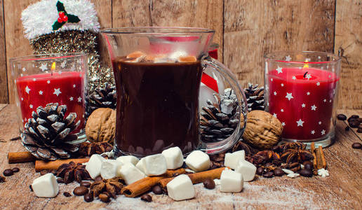 圣诞热巧克力和棉花糖