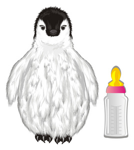 白色小企鹅与大瓶牛奶