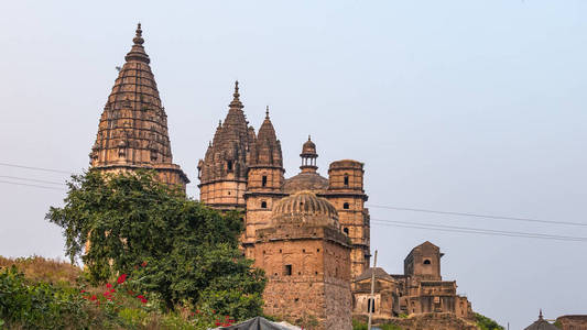 恰景观, 印度教 Chaturbhuj 寺。也拼写 Orcha, 著名的旅游目的地在中央邦, 印度