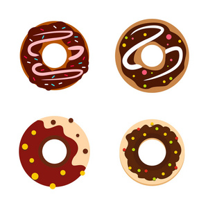 甜甜圈图标集, 平面风格