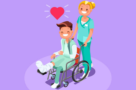 石膏腿铸等距人矢量照片